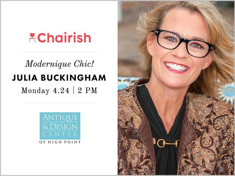 Julia buckingham on flyer for chairish event high point spring market