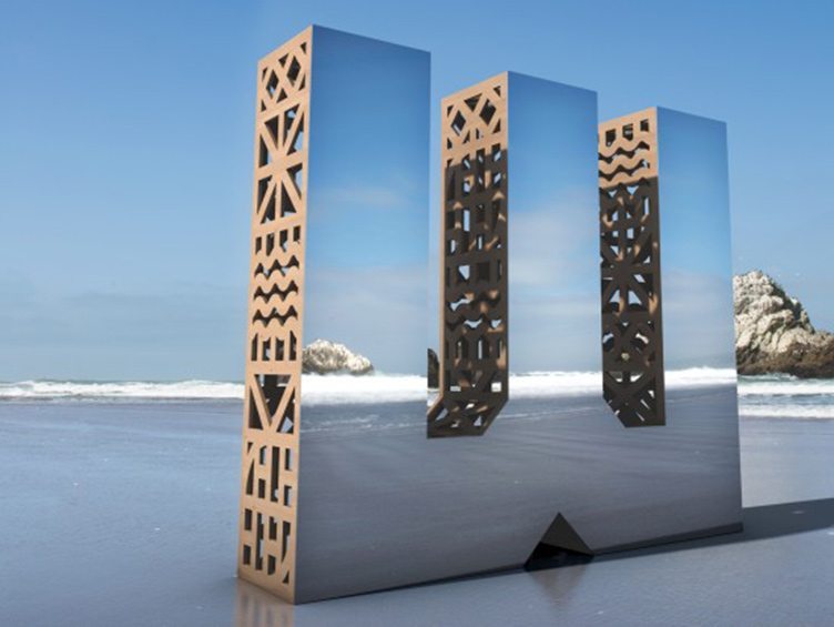 Mirrored sculpture from the campaign for San Francisco Design Week