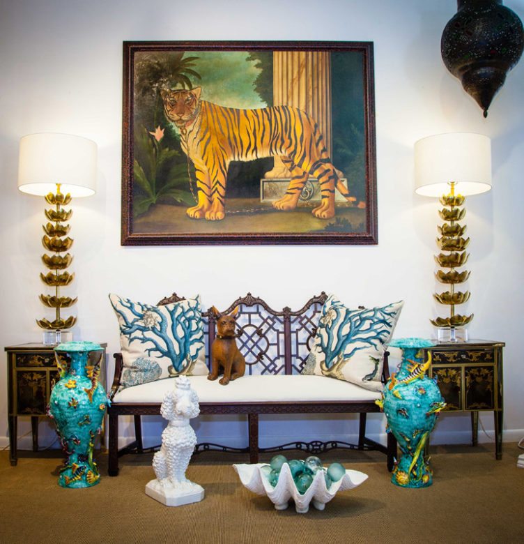 Large Vintage Painting of Tiger on Chairish.