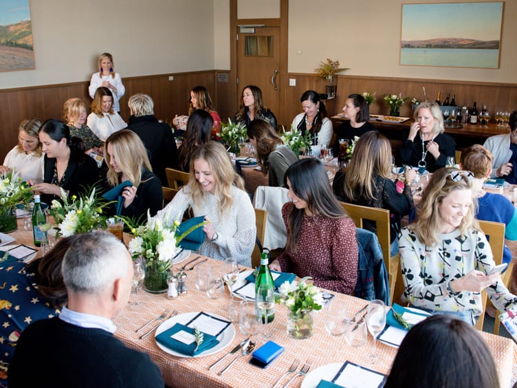 Guests mingle at designer luncheon in San Francesco on Chairish