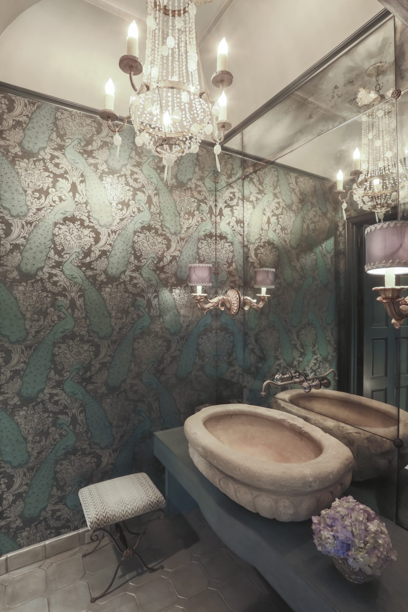 wallpaper mirrored wall on Glamorous Spaces With Mirrored Walls Chairish Blog