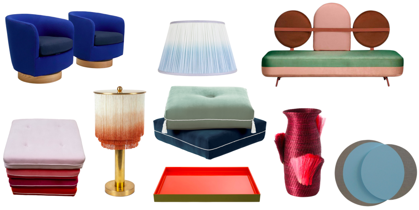 Two toned decor and furniture including table lamps and vases on Chairish