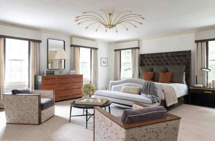 Modern Traditional Master Bedroom in Neutral Colors with bench